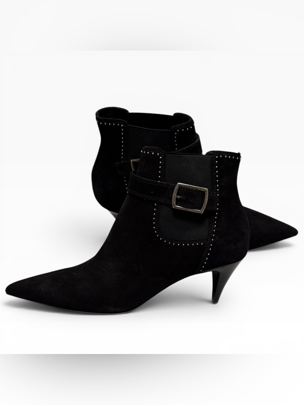 Saint Laurent Black Suede Studded Ankle Boots Size 41